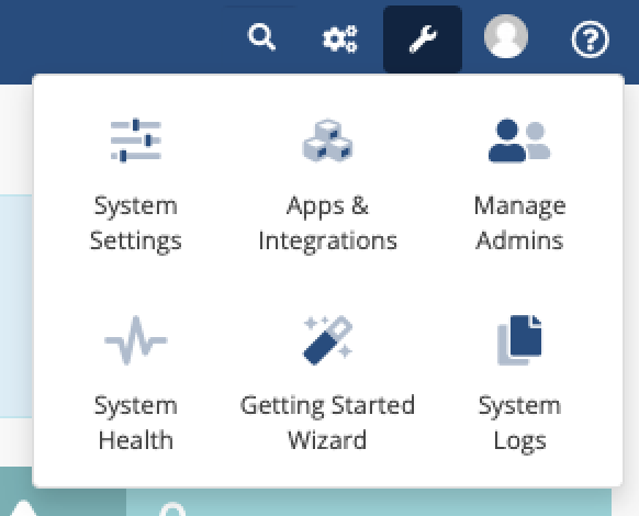 The Admin Area Configuration Menu