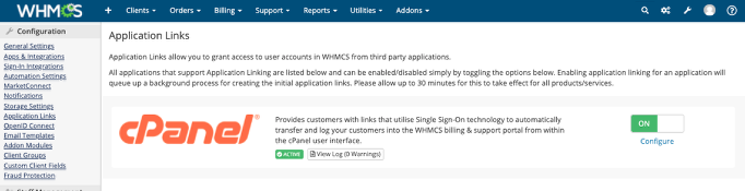 Configuring Application Links with cPanel On