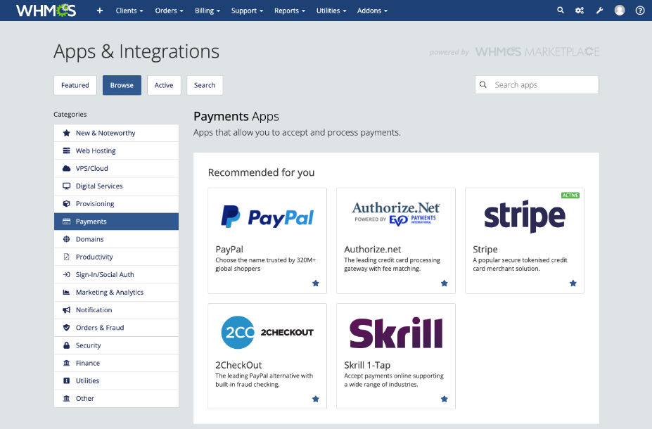 Payments in Apps & Integrations