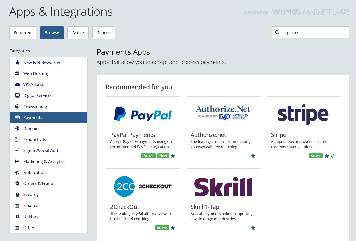 Payment gateway integrations