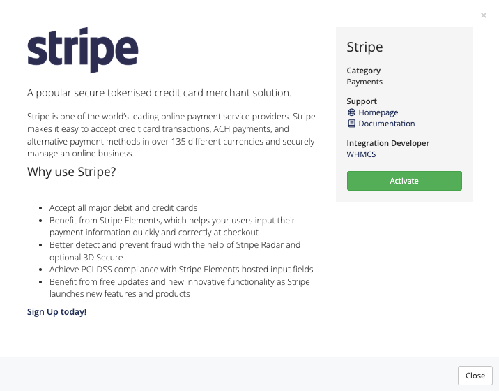 Stripe in the list of payment gateways