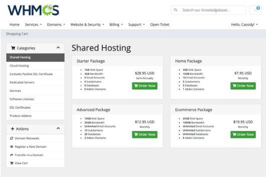 A product group in the Client Area