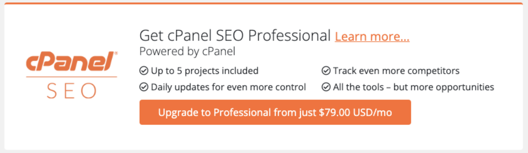 cPanel SEO promotion in the Client Area