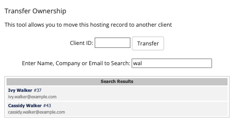 Transferring ownership of a domain