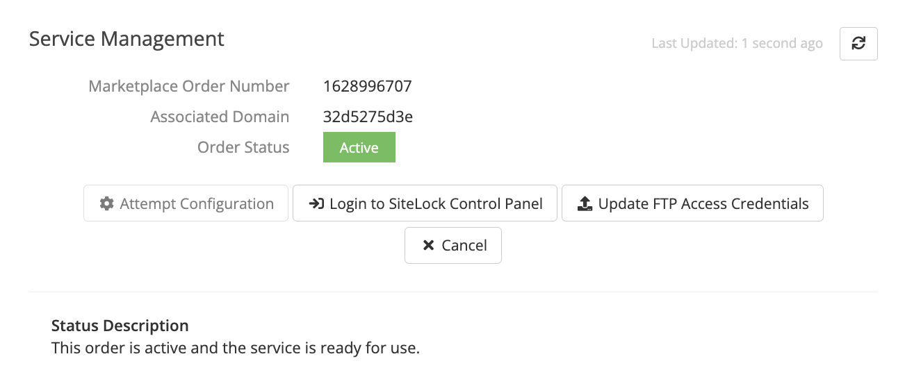 SiteLock actions in the client profile