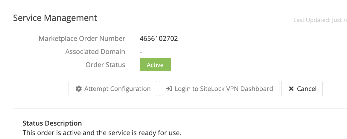 SiteLock VPN actions in the client profile