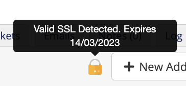 SSL monitoring in the Products/Services tab of the client profile