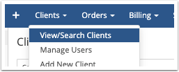 View/Search Clients in the Clients menu