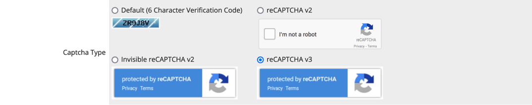 Selecting reCAPTCHA v3