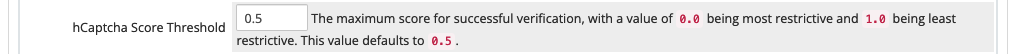 Setting an hCaptcha score threshold.