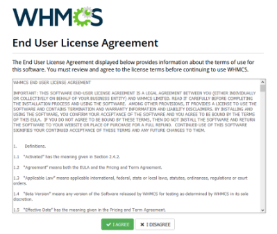 The WHMCS End User License Agreement