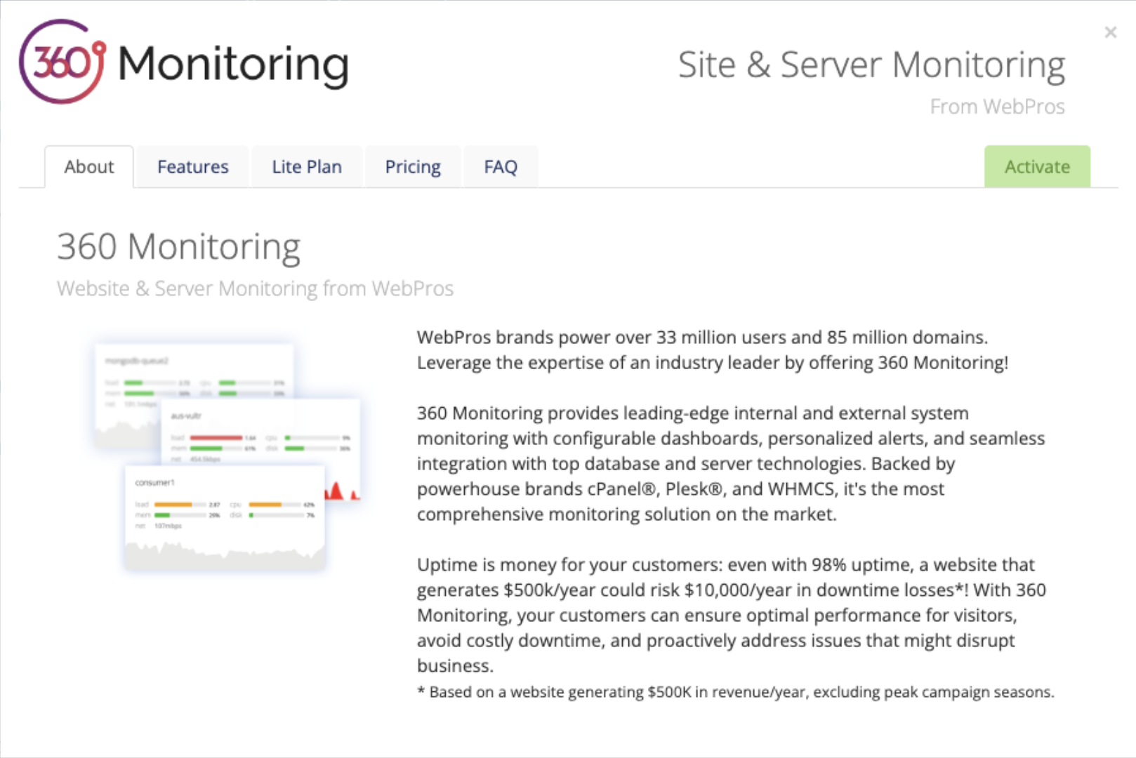 Configuring 360 Monitoring in the Admin Area
