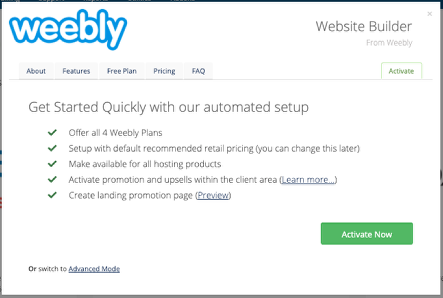 Activating Weebly through MarketConnect