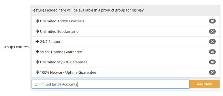 Adding a Group Feature in Products/Services