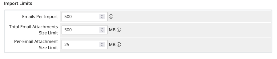 Import Limits settings in a support department
