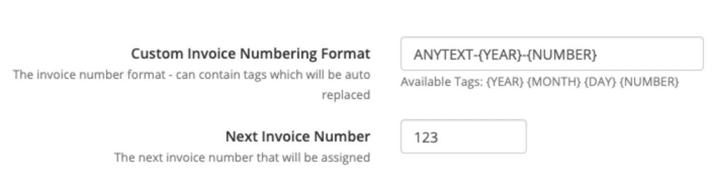 Setting the Custom Invoice Numbering Format