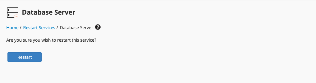 The Database Server interface in WHM.