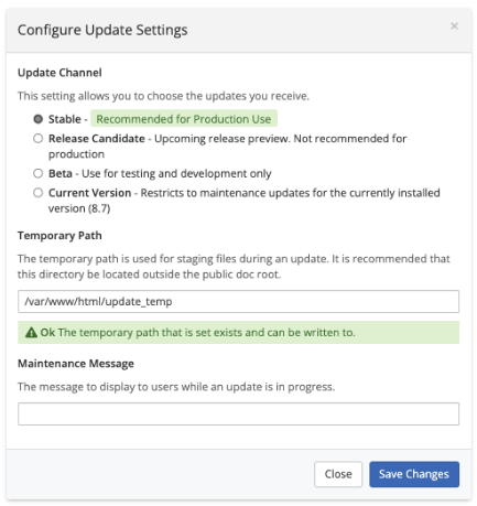 Configuring Update Settings