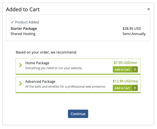 Cross-selling via recommendations in the Shopping Cart